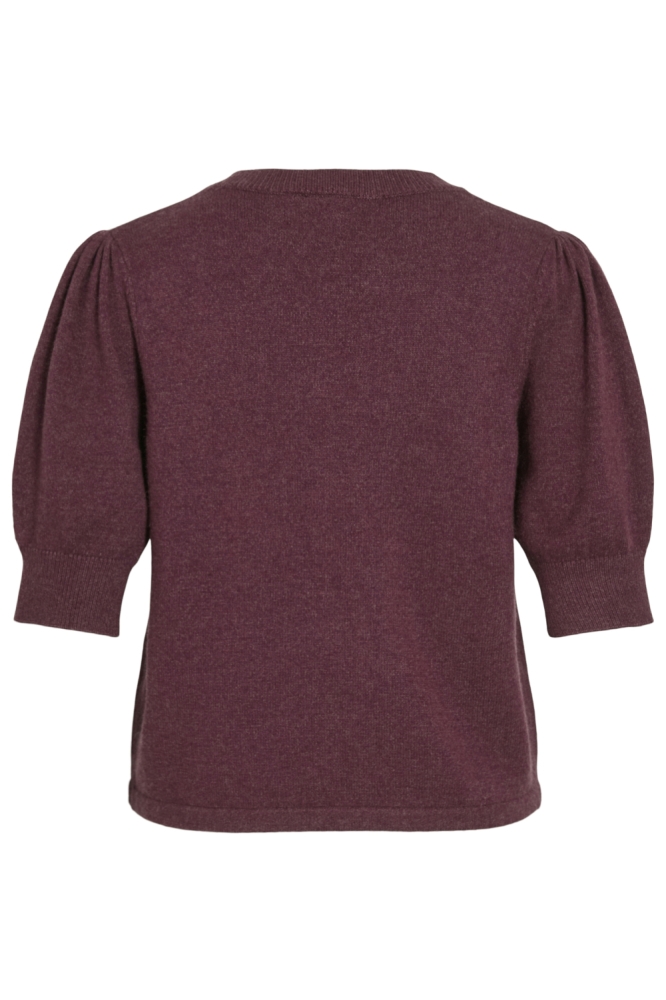 VIRIL 2/4 SLEEVE O-NECK KNIT TOP - 14105306 Fig/DARK MELANGE
